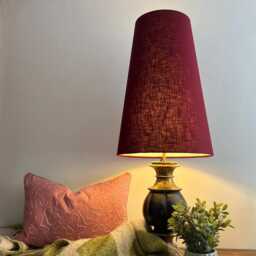 Burgandy Red Linen Cone Lampshade Extra Tall Lampshade