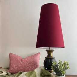 Burgandy Red Linen Cone Lampshade Extra Tall Lampshade - thumbnail 3