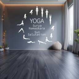 Sun Salutation Yoga Vinyl Wall Decal Meditation Room Decor - thumbnail 2