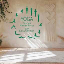Sun Salutation Yoga Vinyl Wall Decal Meditation Room Decor - thumbnail 3