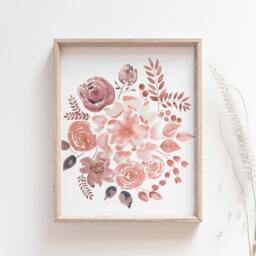 Watercolor Flower Nursery Prints, Boho Floral Wall Art, Set Of 3 - thumbnail 2