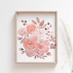 Watercolor Flower Nursery Prints, Boho Floral Wall Art, Set Of 3 - thumbnail 3
