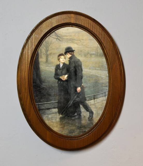 Light Oak Oval Wooden Framed Picture, Briton Riviere Garden Of Eden, Art Print, Wall Hanging Home Decor Antique Vintage Style - image 1