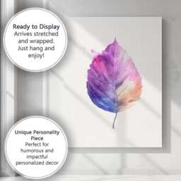 Minimalist Purple Blue Watercolour Botanical Leaf Illustration Canvas Wall Art Print Decor Picture Ready To Hang - thumbnail 3