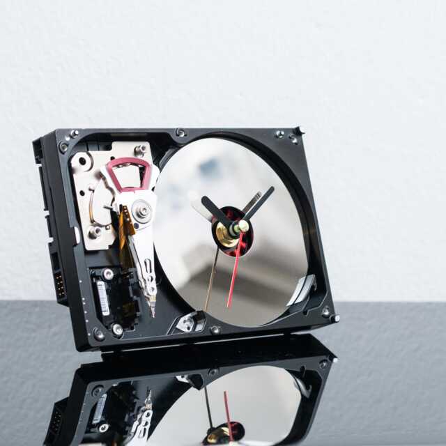 Computer Tech Nerd Gift, Parts Desk Clock, Recycled Hard Drive, Engineer Gift For Him - image 1