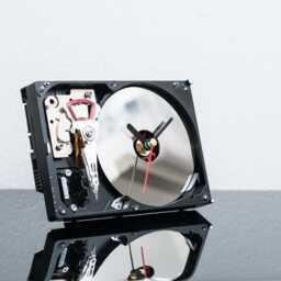 Computer Tech Nerd Gift, Parts Desk Clock, Recycled Hard Drive, Engineer Gift For Him - thumbnail 1