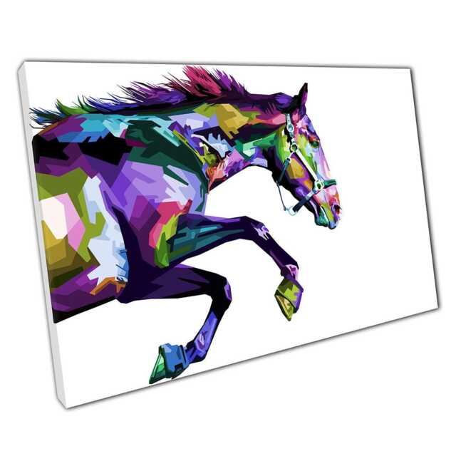 Vibrant Geometric Horse Canvas Print Abstract Equine Art For Home & Office Wall Decor