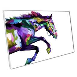Vibrant Geometric Horse Canvas Print Abstract Equine Art For Home & Office Wall Decor - thumbnail 1