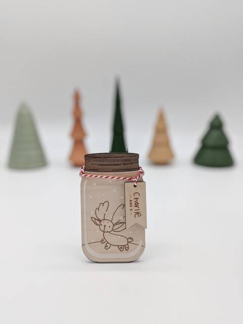 Your Kid's Custom Drawing Wood Mason Jar Ornament, Family Holiday, Uncle Gift From Niece, Engraved Christmas Gifts For Dad Daughter - image 1