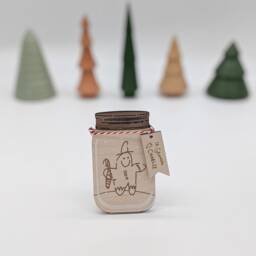 Your Kid's Custom Drawing Wood Mason Jar Ornament, Family Holiday, Uncle Gift From Niece, Engraved Christmas Gifts For Dad Daughter - thumbnail 3