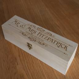 Wooden Wedding Couple's Wine /Champagne Box Customised Gift Ideal For Couple Personalised Engraved Bottle Holder Date Special - thumbnail 2