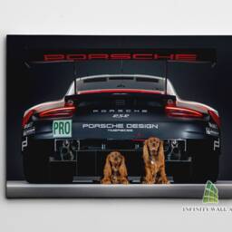 Porsche 911 With Dogs Canvas Art Print Picture Racing Sports Cars Framed Wall Decor -E331 - thumbnail 2