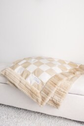 The Riggs-Baby Blanket, Minky Adult Car Seat Lovey, Kid Baby Gift, Newborn Checkered, Neutral