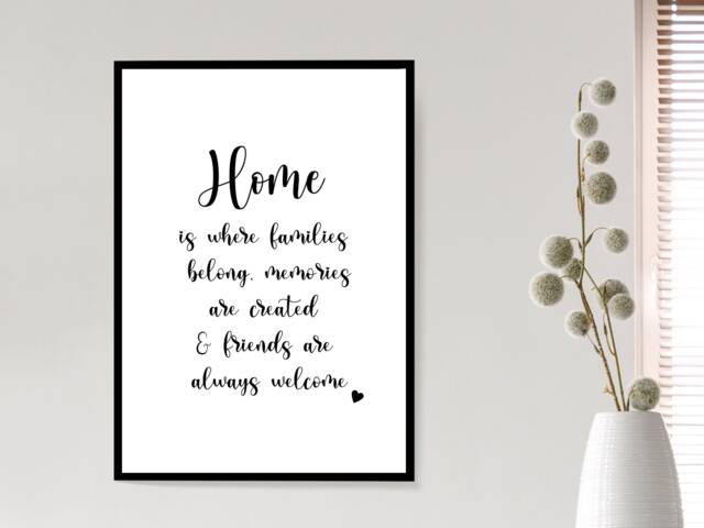 Home Family Love Wall Print - Framed Print, Poster Life Quote Decor Gift A5 A4 A3 - image 1