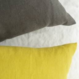 Super-Heavy Weight Linen Pillowcase Dyed Citrine Yellow, Flint Gray, Irish Winter. Italian Pre-Washed 400 Gsm. Made in Lithuania - thumbnail 3