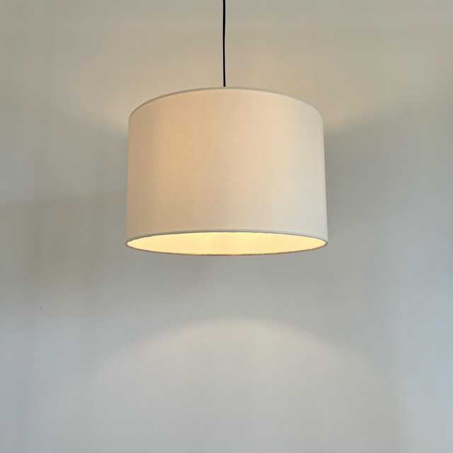 Cream Cotton Drum Lampshade, White Lining, Ceiling Shade - image 1
