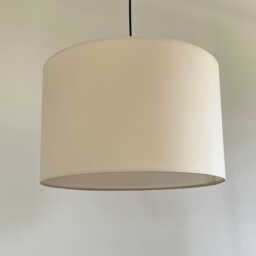 Cream Cotton Drum Lampshade, White Lining, Ceiling Shade - thumbnail 2