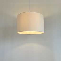 Cream Cotton Drum Lampshade, White Lining, Ceiling Shade - thumbnail 1