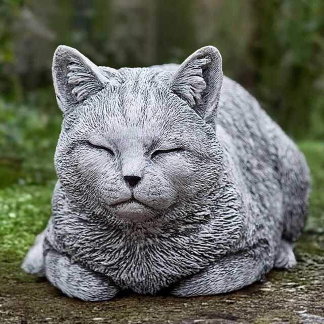 Outdoor Cat Figurine Stone Kitten Statue Concrete Pet Memorial Garden Ornament Sculpture For Yard Cement Decoration Sleeping Kitty Gift - image 1
