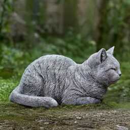 Outdoor Cat Figurine Stone Kitten Statue Concrete Pet Memorial Garden Ornament Sculpture For Yard Cement Decoration Sleeping Kitty Gift - thumbnail 3