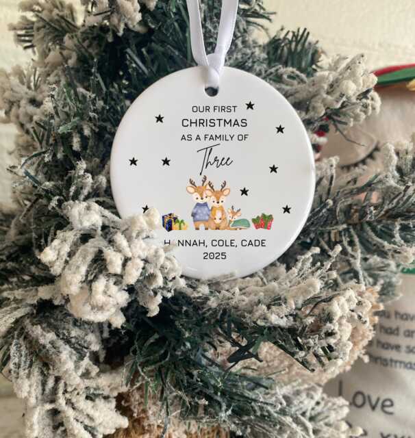 Personalised First Christmas As A Family Decoration, Ornament, Xmas Bauble 2025 - image 1