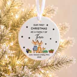 Personalised First Christmas Family Bauble, Ceramic Keepsake Ornament 2026 - thumbnail 1