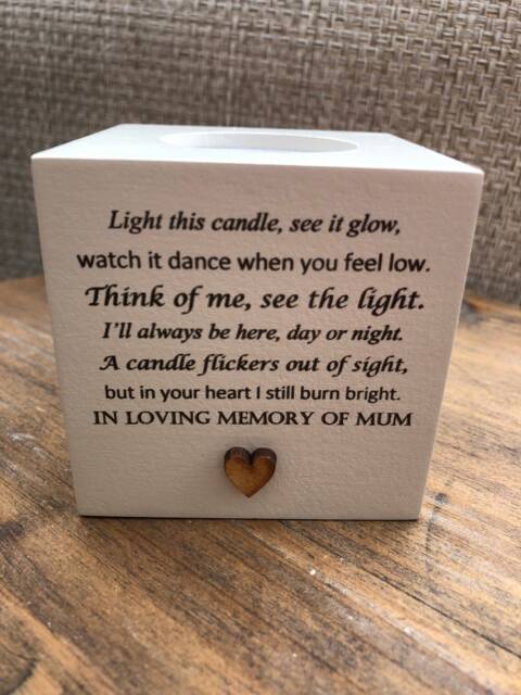 Personalised Candle in Memory Of A Mum Mom Mam Or Any Loved One Mum Dad Grandad Husband Wife Etc Bereavement Sympathy Name - image 1