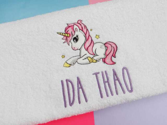 Personalized Unicorn Bath Towel Embroidered Luxury 650Gsm - image 1