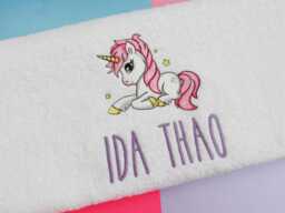 Personalized Unicorn Bath Towel Embroidered Luxury 650Gsm - thumbnail 1