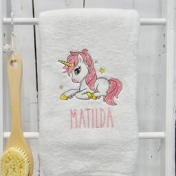 Personalized Unicorn Bath Towel Embroidered Luxury 650Gsm - thumbnail 2