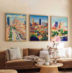 Set Of 3 Fort Worth Texas Posters, Travel Prints Set, Wall Art, City Decor, Print Poster Gift - thumbnail 1