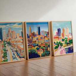 Set Of 3 Fort Worth Texas Posters, Travel Prints Set, Wall Art, City Decor, Print Poster Gift - thumbnail 2