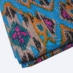 Indian Handmade New Pattern Kantha Blanket Bombay Ikat Bedspread Cotton Throw - thumbnail 3