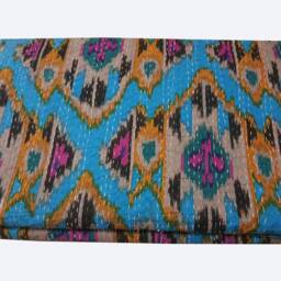 Indian Handmade New Pattern Kantha Blanket Bombay Ikat Bedspread Cotton Throw - thumbnail 4