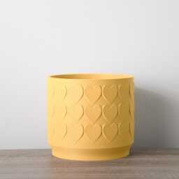 "Heart Planter With Drainage & Saucer in Yellow, Cute 3D-Printed Plant Pot, Small To Large Sizes 4"" 5"" 6"" 7"" 8" - thumbnail 3
