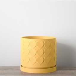 "Heart Planter With Drainage & Saucer in Yellow, Cute 3D-Printed Plant Pot, Small To Large Sizes 4"" 5"" 6"" 7"" 8" - thumbnail 4