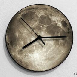 Grey Moon - Wall Clock Clock Unique Room Decor Gift Idea Rgb Led 5V Backlit Option - thumbnail 2
