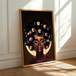 Afrofuturism Art Print Black Gold Rainbow Vinyl Portrait - Unframed - Poster Only - thumbnail 1