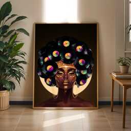 Afrofuturism Art Print Black Gold Rainbow Vinyl Portrait - Unframed - Poster Only - thumbnail 2
