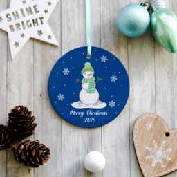 Personalised Snowman Christmas Tree Ornament - Handmade Winter Decoration, Frosty Holiday Keepsake, Cute Gift For Kids & Families - thumbnail 1