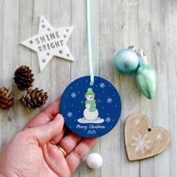 Personalised Snowman Christmas Tree Ornament - Handmade Winter Decoration, Frosty Holiday Keepsake, Cute Gift For Kids & Families - thumbnail 2