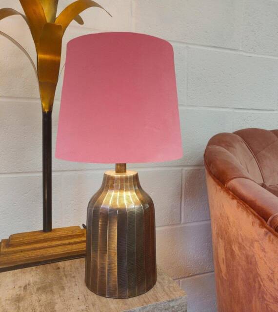 Light Pink French Drum Lampshade in Velvet - Choice Of Lining - image 1
