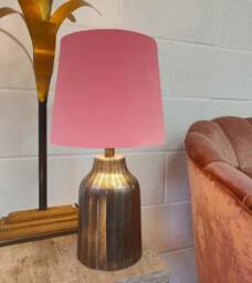 Light Pink French Drum Lampshade in Velvet - Choice Of Lining - thumbnail 1