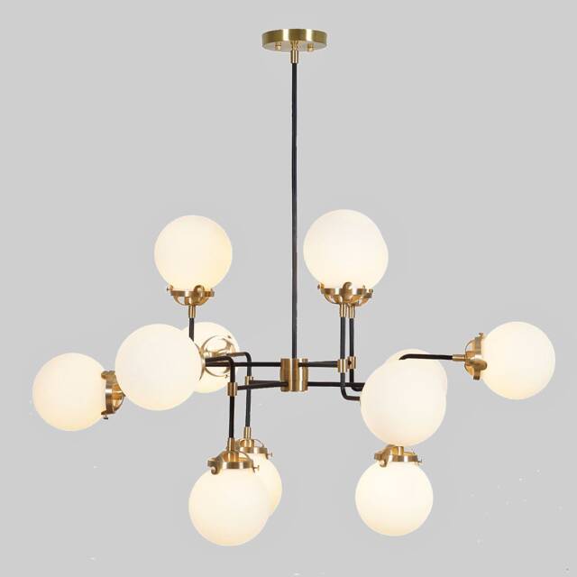 Modern Globe Chandelier, Brass Industrial Pendant Light, 12-Light Dining Room Lighting - image 1