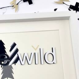 Be Wild Wall Art Forest Theme Artwork For Kids Room Black & White Abstract Phrase Raised Lettering - thumbnail 2