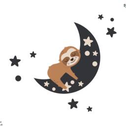 Night Time Sloth Wall Sticker, Jungle Stickers, Safari Decal, Themed Room - thumbnail 3