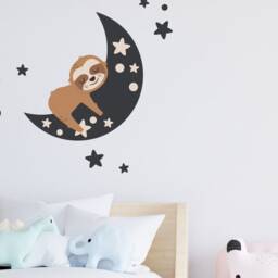 Night Time Sloth Wall Sticker, Jungle Stickers, Safari Decal, Themed Room - thumbnail 2