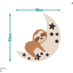 Night Time Sloth Wall Sticker, Jungle Stickers, Safari Decal, Themed Room - thumbnail 4
