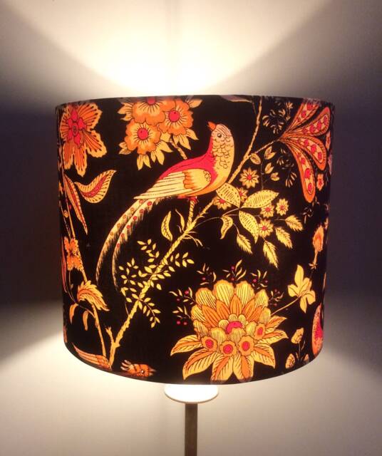 Oriental Style Black & Orange Bird Jonelle Spice Island Vintage Fabric ...