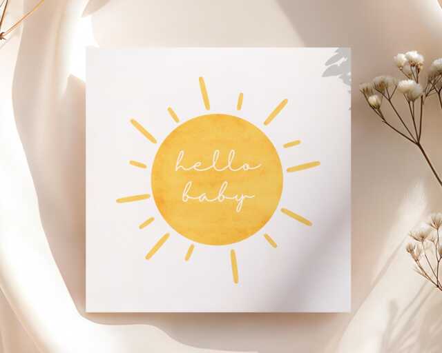 Hello Baby Card, New Sun Sunshine, Girl, Boy, Welcome To The World, Congratulations, Arrival Occasional Card - image 1